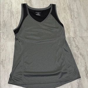Grey and black workout top